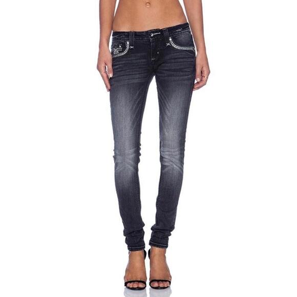 Black ROCK REVIVAL Julieta Charon jeans with Rhinestones, 30 - Picture 1 of 9